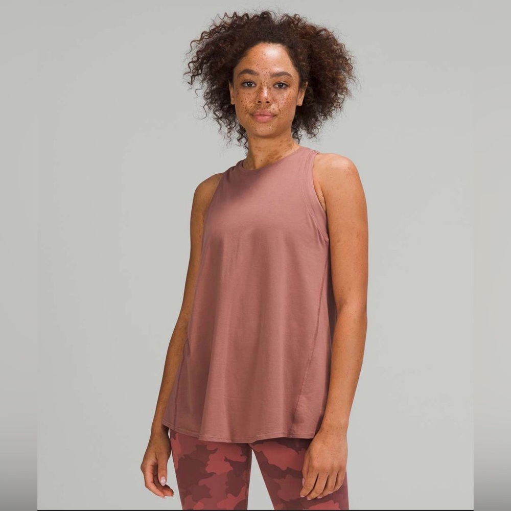Lululemon All Tied Up Tank Top. Pink workout top Spiced Chai, Deep Pink
